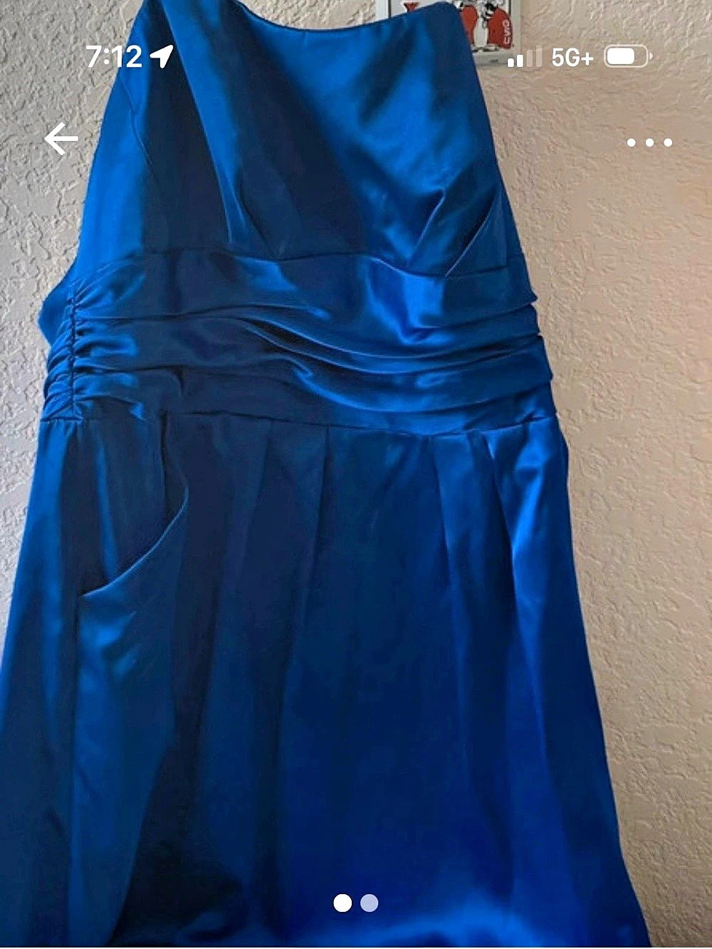 David's Bridal Short Charmeuse Dress Blue Size 18 Like New